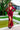 Deep V Neck Ruffle Trim Top High Slit Skirt Set Secondary image