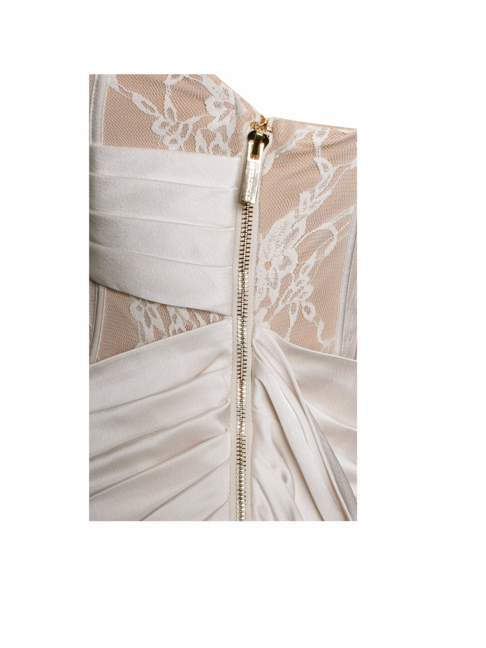 Callie Pearl White Lace Graceful Satin Corset High Slit Gown Gowns
