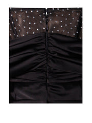 Stella Black Off Shoulder Graceful Crystal Corset Satin Gown Dresses
