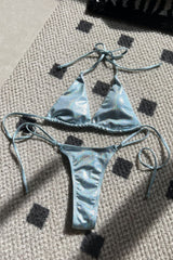 Sexy Shiny Halter Tanga Bikini Set