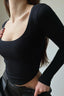 Square Neck Long Sleeve Knit Top