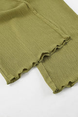 Green Halter Neck Top Pleated Wide Leg Pants Set