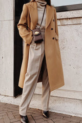 Solid Color Double Breast Lapel Overcoat