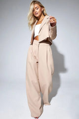 Cropped Fitted Two Piece Blazer Pants Set