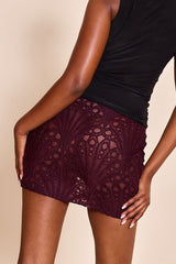 Elastic Waist Sheer Panel Cutout Bodycon Skirt