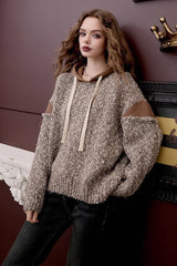 Color Block Hooded Relaxed Sweater