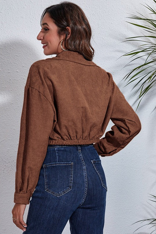 Cinched Waist Corduroy Jacket