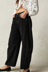Mid Rise Washed Relaxed Wide Leg Jeans