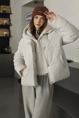 Faux Fur Panel Cropped Puffer Jacket