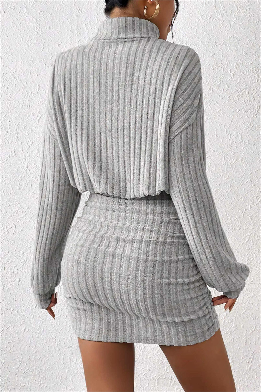 Slim Fit Ribbed Knit Sweater Dress