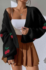 Embroidered Knit Open Front Sweater