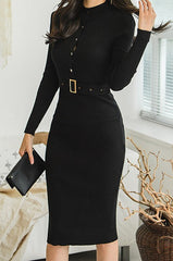 Button Front Bodycon Sweater Dress