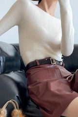 Fine Gauge Wool Ripple Stitch Knit Top