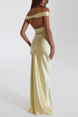 Off Shoulder Strapless Backless Maxi Sexy Prom Dress