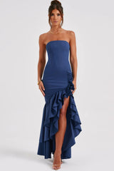 Strapless High Slit Backless Bodycon Slim Fit Elegant Prom Dress