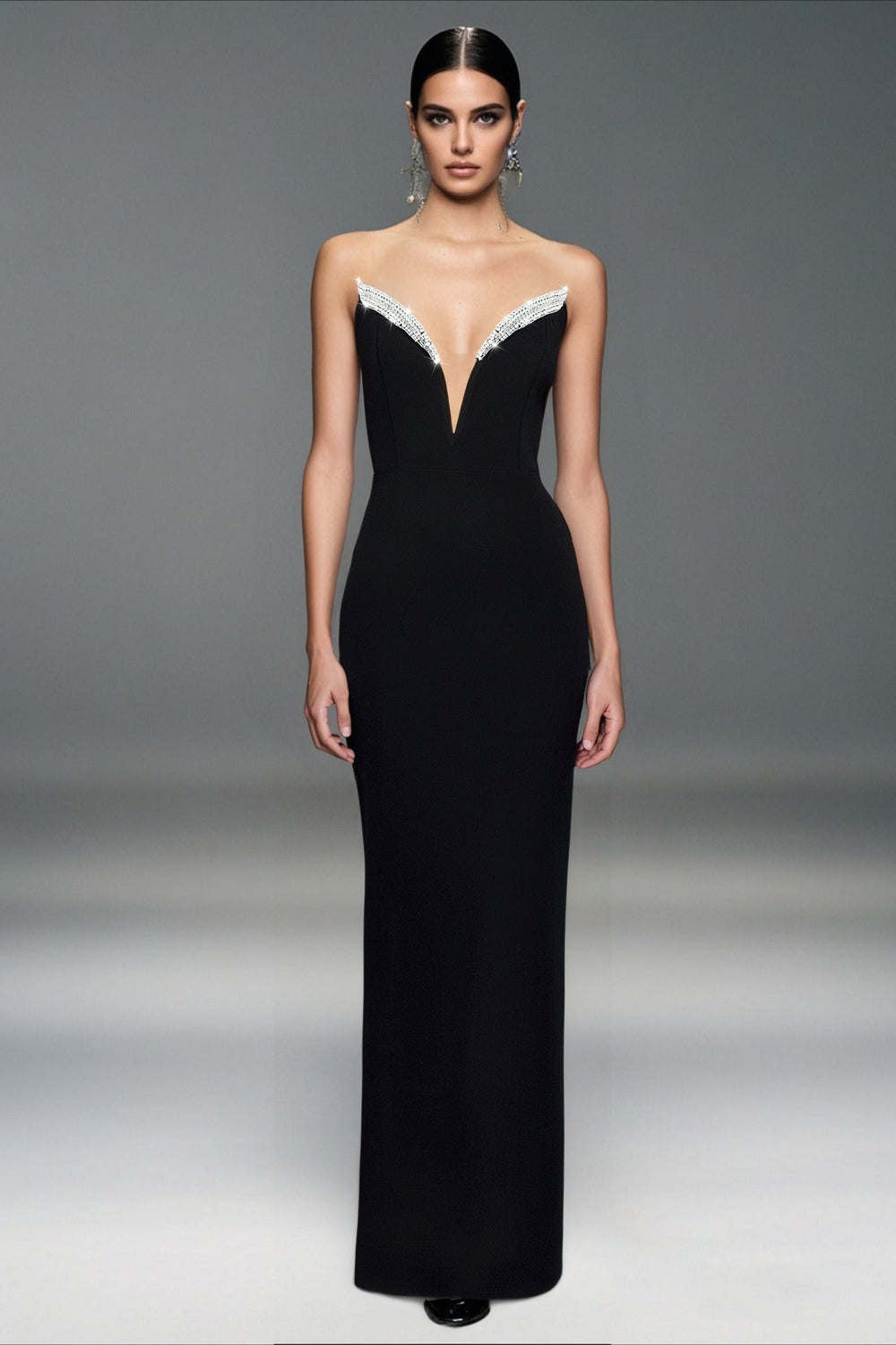 Black Crystal Bandage Formal Dress S / Black