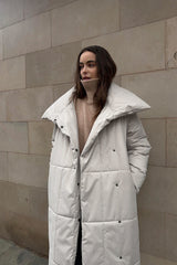 Long Stand Collar Relaxed Quilted Puffer Jacket