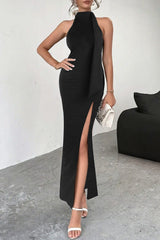Backless Tie High Slit Party Dress