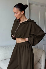 Casual Loose Fit Hoodie Cinched Waist Jogger Pants Set