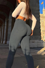 Mid Waist Stretch Skinny Jeans