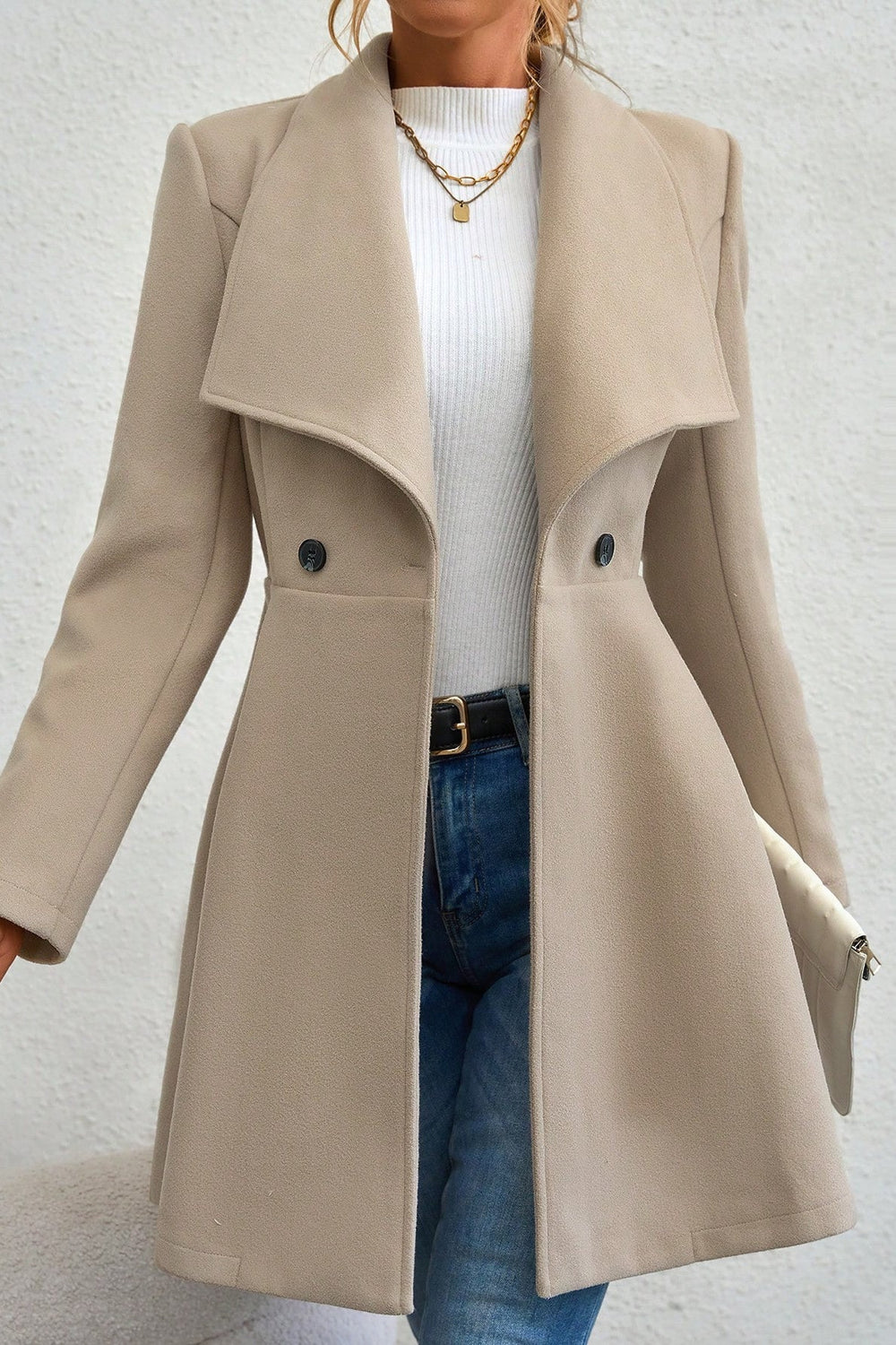 Belted Wool Long Coat Apricot / S coats