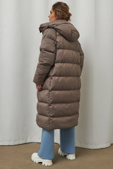 Extra Long Hooded Puffer Jacket S / Brown