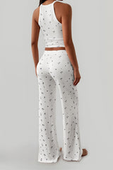 Floral Print Spaghetti Strap Top Straight Leg Pants Set