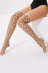 Retro Leopard Print Jacquard Sheer Thigh-High Stockings