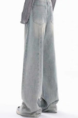 High Waist Draped Gradient Ripped Jeans