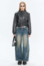 PU Leather Zip Up Bomber Jacket Grey / S