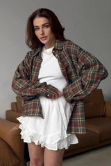 Plaid Vintage Relaxed Fit Blouse