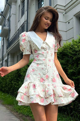 Puff Sleeve Ruffle Mini Floral Dress