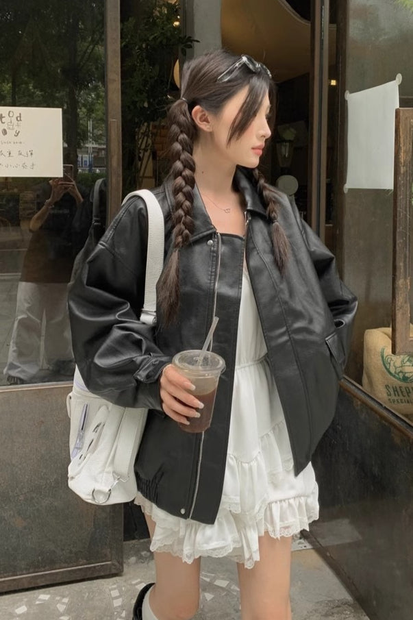 Short Length Oversized Moto Jacket