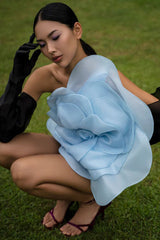 One Shoulder 3D Floral Bodycon Floral Dress