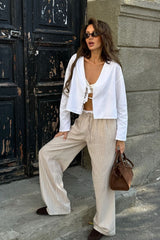 Deep V Neck Flare Sleeve Blouse