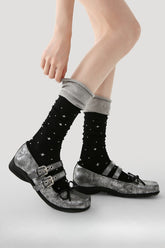 Two Tone Slouchy Letter Printed Socks