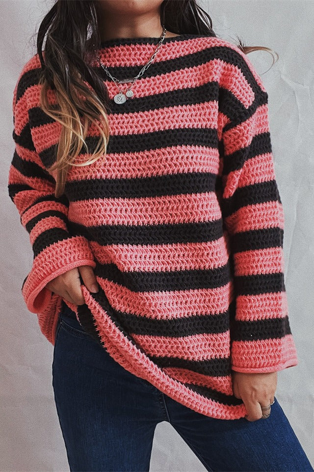 Striped Knit Casual Loose Sweater