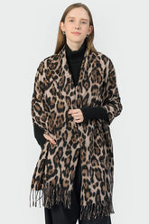 Cozy Leopard Print Faux Wool Scarf