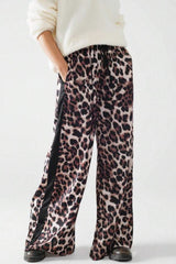 Chic Leopard Print Relaxed Wide Leg Pants