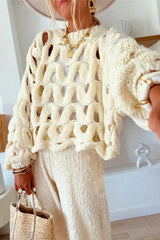 Crochet Knit Hollow Out Pullover Sweater