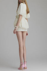 High Waist Ruched 3D Floral Mini Dress