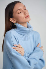 Basic Solid Knit Turtleneck Sweater