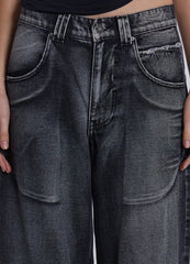 Gradient Wing Print Wide Leg Jeans