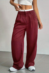 Patchwork Stripe High Waist Straight Pants