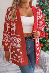 Reindeer Pocket Long Sleeve Christmas Cardigan