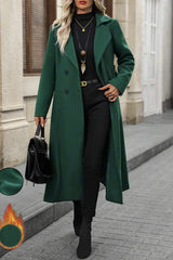 Wool Lapel Long Belted Double Overcoat