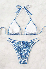Halter Tie Back Paisley Print Bikini Set