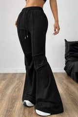 Solid Color Flare Casual Sweat Pants