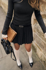 Collared Layered Look Knit Sweater Dress