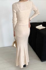 V-Neck Wool Sweater Dress